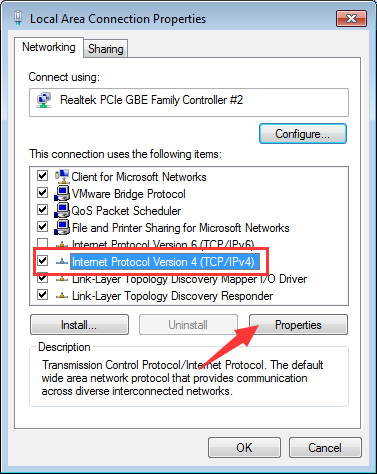 Internet Protocol Version 4 (TCP-IPv4) - change DNS settings