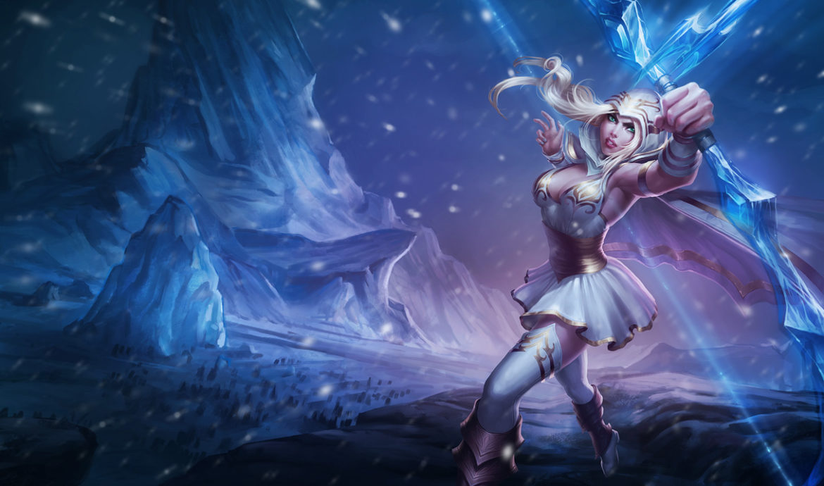 An image of Ashe in Freljord skin. This image is attached to an article that teaches how to counter Ashe.