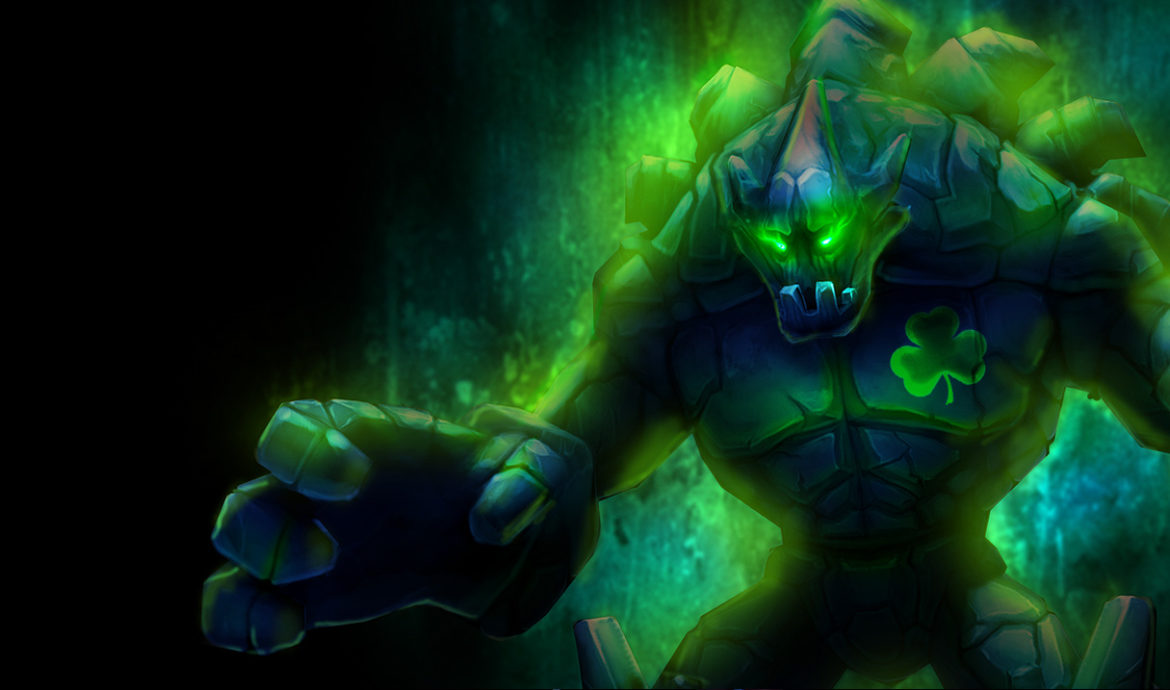 An image of Malphite in his Shamrock skin. Image attached to an article that guides you on how to become an effective Malphite counter.