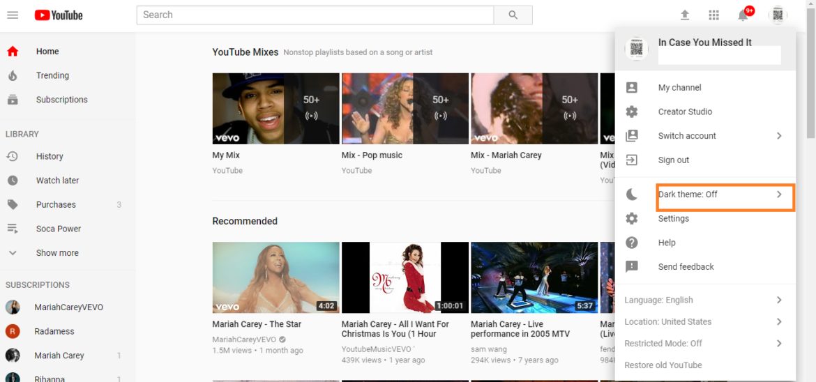 Turn On YouTube Dark Theme, YouTube Night Mode