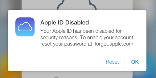 An Images Showing The Onscreen Message "Apple ID Disabled"