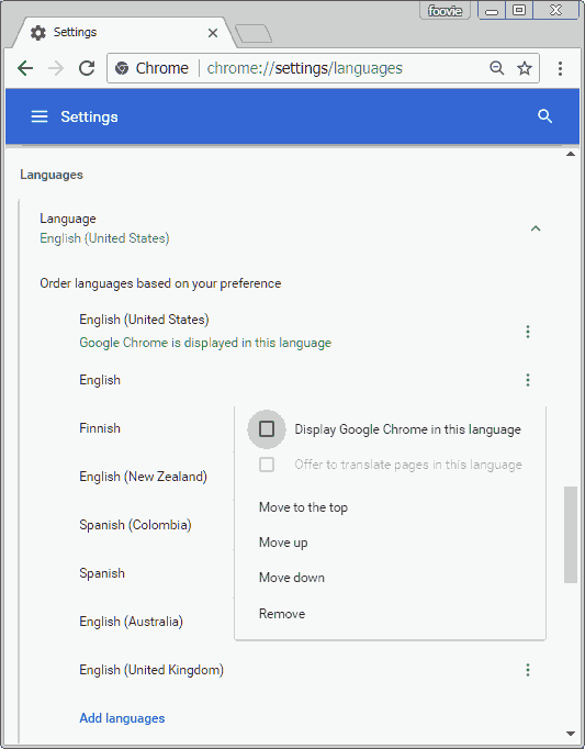 display google chrome in this language