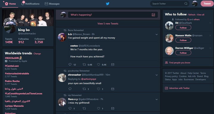 twitter night mode