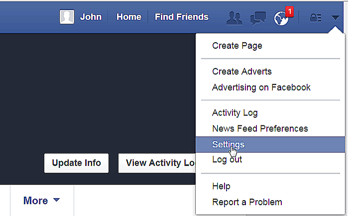 go to settings change facebook profile name