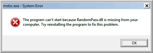 Lenove-Fingerprint-error-RandomPass.dll is missing from your computer