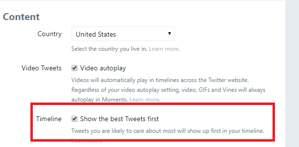 how to disable tailored tweets settings twitter filter