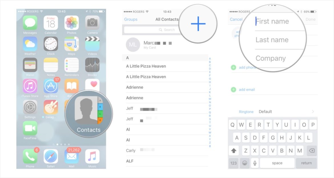 how to restore contacts app on iPhone