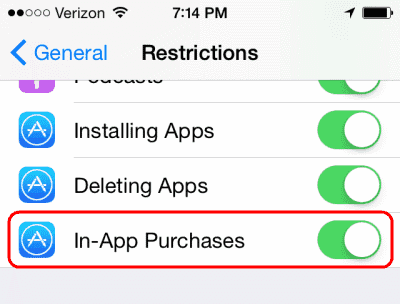 Change Settings For In-app Purchases