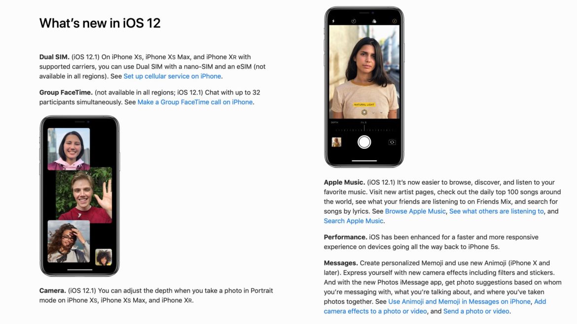 iOS 12.1 user guide, Apple publishes full iOS 12.1 iPhone user guide, confirming Group FaceTime, dual-SIM & more