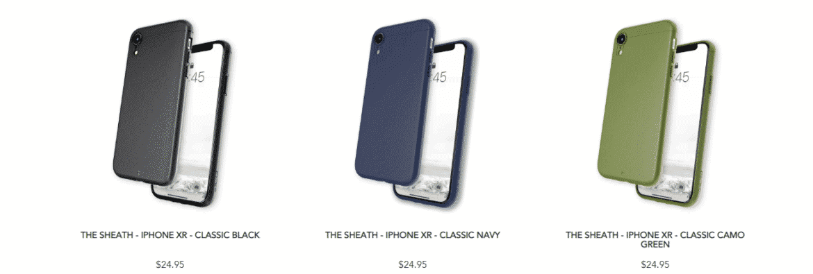 An image of Caudabe's line of iPhone XR cases.