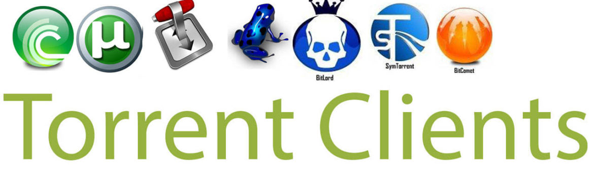 An image of different torrent clients. Image part of an article that details the 6 best torrent clients available for Windows, Mac, Android, Linux, and iOS.