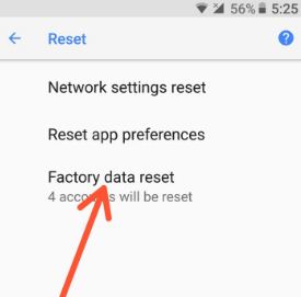 factory reset android google pixel